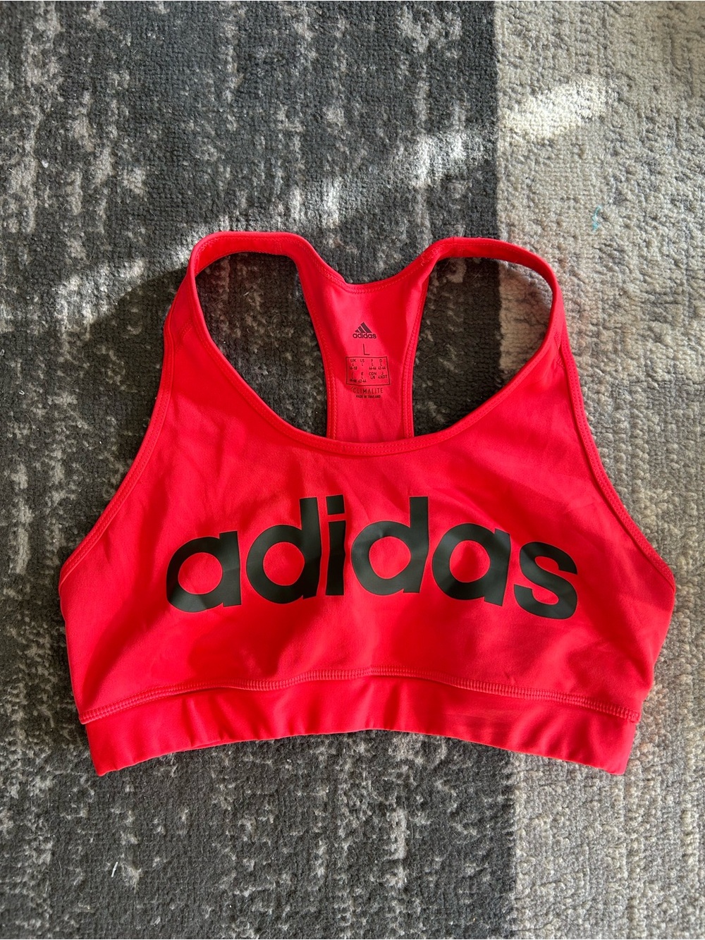 Adidas Bright Red Racerback Sports Bra with Black Logo